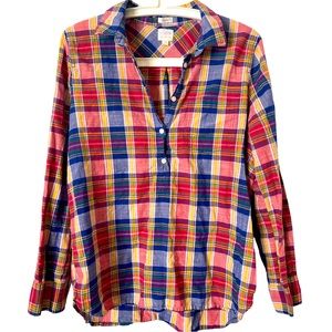 J. Crew Plaid Madras Boy Fit Tunic‎ Top